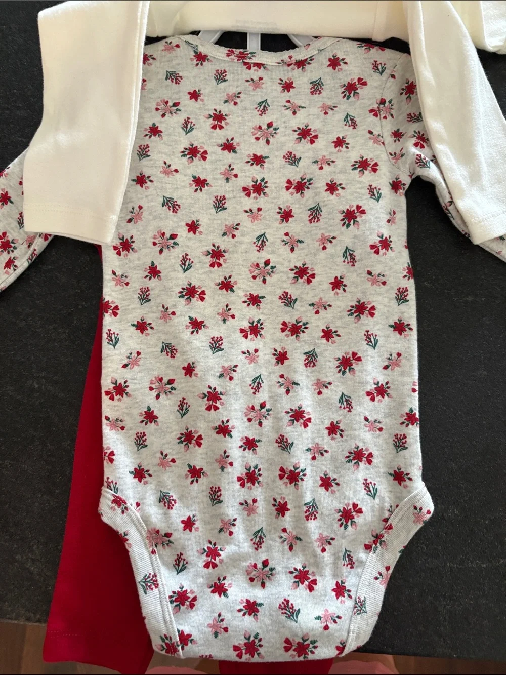 Carter's Cream Long-Sleeve Floral Accent Baby One-Piece